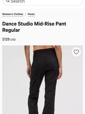 Lululemon Preloved. Dance Studio Mid-Rise Pant in Black. Sz 6